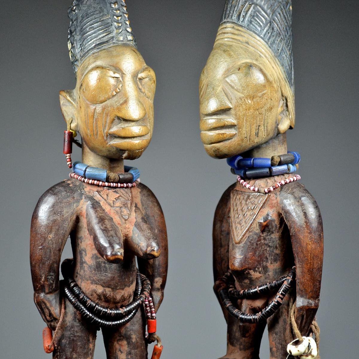 YORUBA PAIR OF MALE AND FEMALE IBEJI TWIN FIGURES