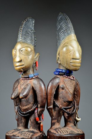 YORUBA PAIR OF MALE AND FEMALE IBEJI TWIN FIGURES