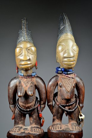 YORUBA PAIR OF MALE AND FEMALE IBEJI TWIN FIGURES